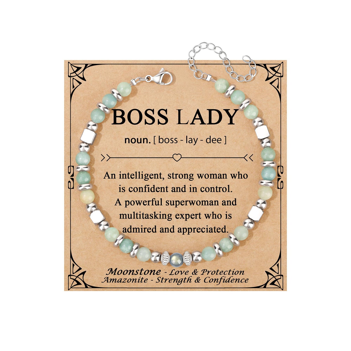 JoycuFF 𝗚𝗶𝗳𝘁𝘀 𝗳𝗼𝗿 𝗪𝗼𝗺𝗲𝗻 𝗠𝗼𝗼𝗻𝘀𝘁𝗼𝗻𝗲 𝗕𝗿𝗮𝗰𝗲𝗹𝗲𝘁 Amazonite Colorful Imperial Jasper Stainless Steel Beads Bracelets, Graduation Christmas Valentines Mothers Day Birthday Gifts
