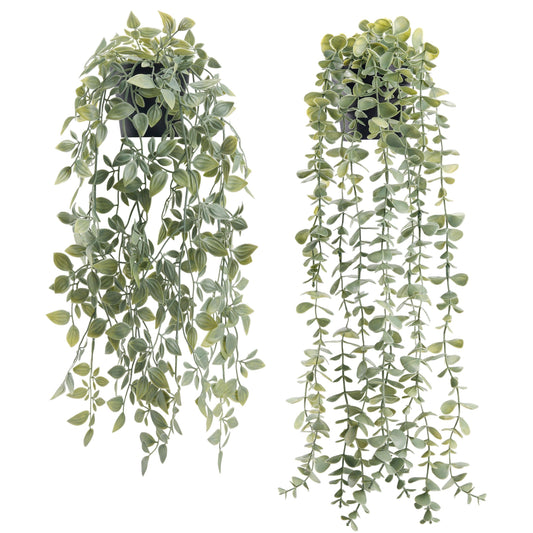 Der Rose 1Pcs Fake Plants Hanging Artificial Potted Faux Eucalyptus Plants for Modern Boho Farmhouse Bathroom Office Desk Wall Art Shelf Living Room Aesthetic Decor Indoor