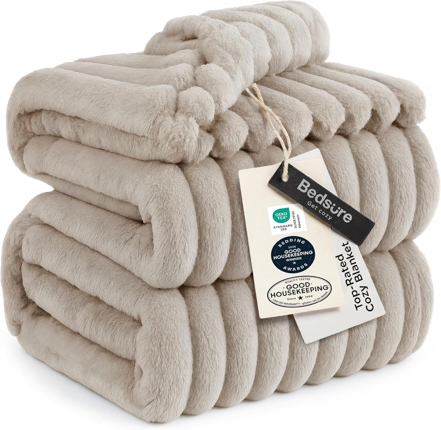 Bedsure GentleSoft White Throw Blanket for Couch - Graduation Gifts Teacher Birthday Gifts for Women Mom Her Girls, Cozy Fleece Blanket for Sofa Bed Living Room Home Decor, Off White, 50x60 Inchess