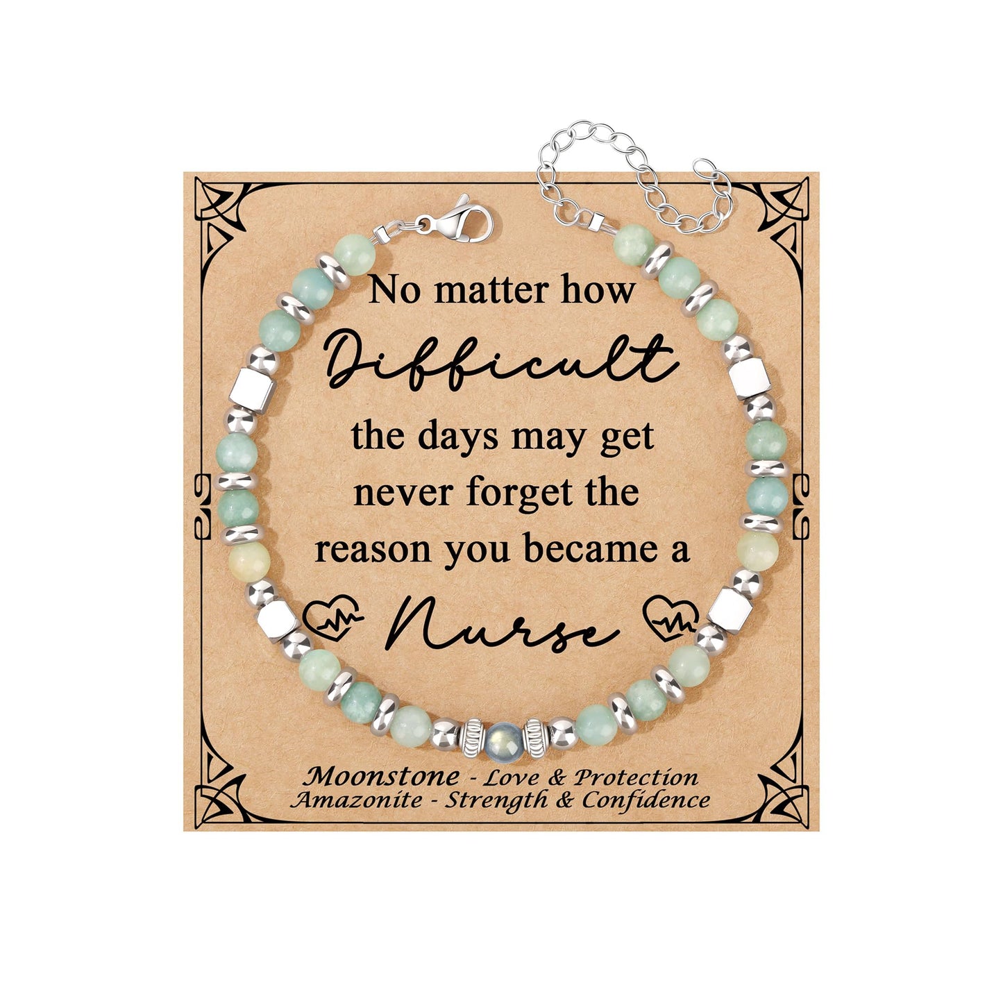 JoycuFF 𝗚𝗶𝗳𝘁𝘀 𝗳𝗼𝗿 𝗪𝗼𝗺𝗲𝗻 𝗠𝗼𝗼𝗻𝘀𝘁𝗼𝗻𝗲 𝗕𝗿𝗮𝗰𝗲𝗹𝗲𝘁 Amazonite Colorful Imperial Jasper Stainless Steel Beads Bracelets, Graduation Christmas Valentines Mothers Day Birthday Gifts