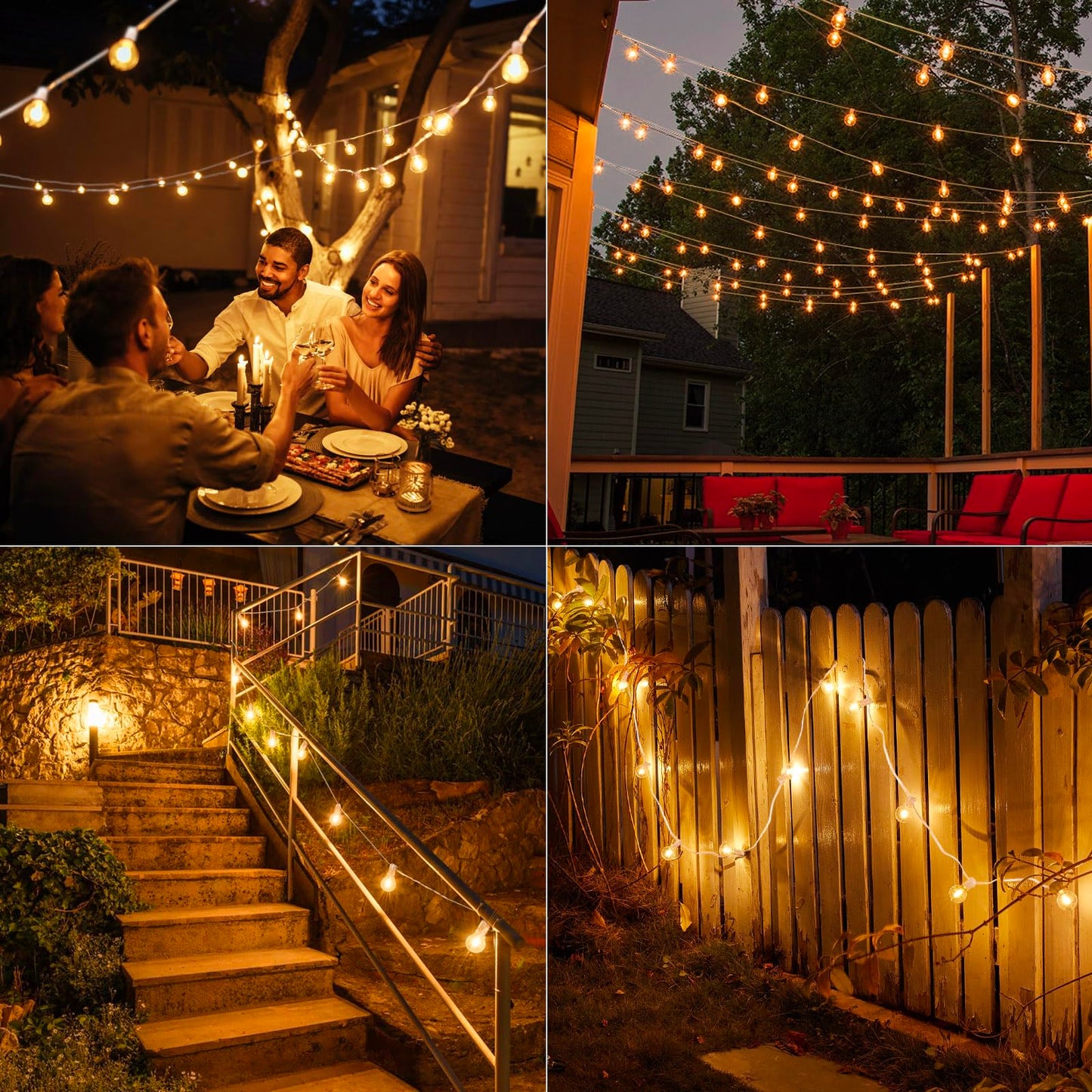 Brightown Outdoor String Lights, 50FT 25 G40 Bulbs Shatterproof Patio Lights, IP65 Waterproof Dimmable Hanging Connectable Globe LED Outdoor Lights for Backyard, Bistro, Porch, Deck, Balcony