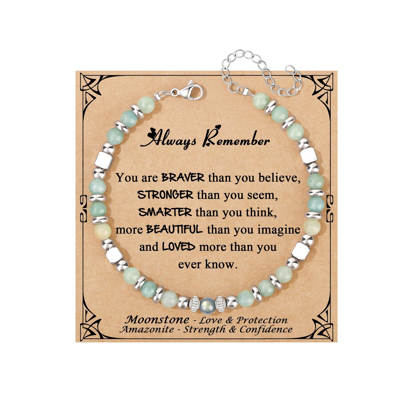 JoycuFF 𝗚𝗶𝗳𝘁𝘀 𝗳𝗼𝗿 𝗪𝗼𝗺𝗲𝗻 𝗠𝗼𝗼𝗻𝘀𝘁𝗼𝗻𝗲 𝗕𝗿𝗮𝗰𝗲𝗹𝗲𝘁 Amazonite Colorful Imperial Jasper Stainless Steel Beads Bracelets, Graduation Christmas Valentines Mothers Day Birthday Gifts