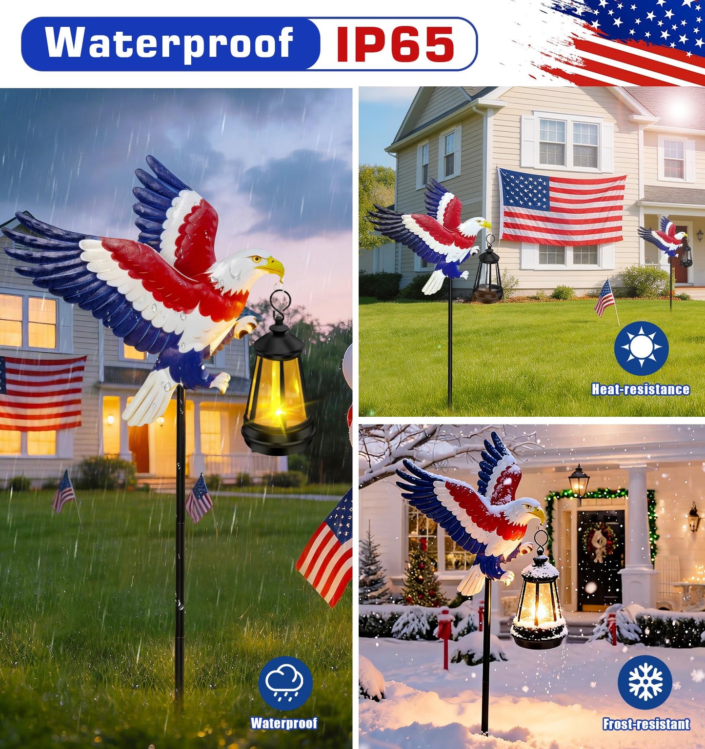 ZFNN Solar Garden Decor Lights Outdoor Waterproof, Metal Butterfly Stakes with Solar Lanterns, Solar Garden Lights for Decorative Yard Art Outside Patio Lawn Ornaments, Gifts for Women Mom