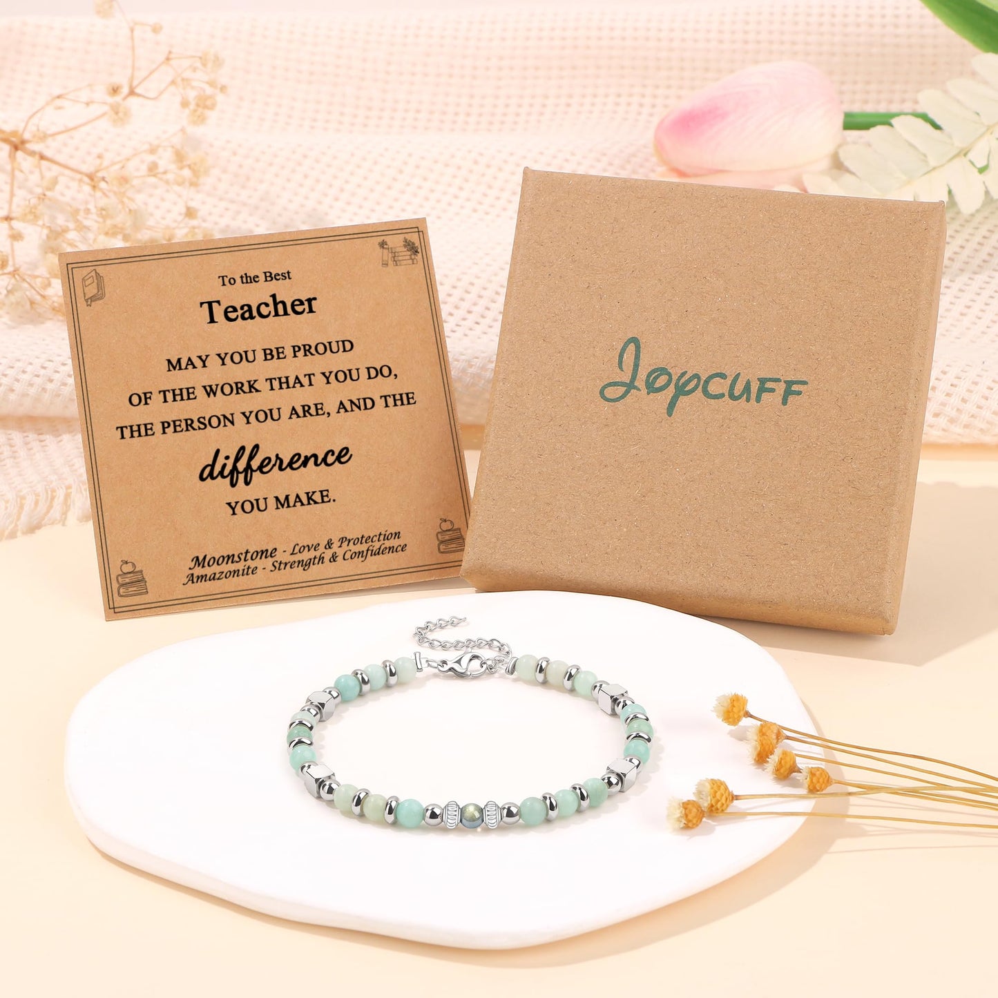 JoycuFF 𝗚𝗶𝗳𝘁𝘀 𝗳𝗼𝗿 𝗪𝗼𝗺𝗲𝗻 𝗠𝗼𝗼𝗻𝘀𝘁𝗼𝗻𝗲 𝗕𝗿𝗮𝗰𝗲𝗹𝗲𝘁 Amazonite Colorful Imperial Jasper Stainless Steel Beads Bracelets, Graduation Christmas Valentines Mothers Day Birthday Gifts