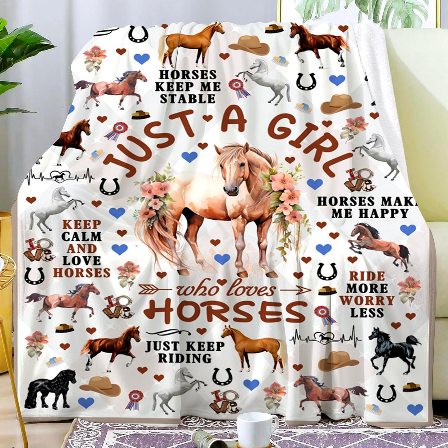 Dog Gifts for Girls Women Puppy Plush Just A Girl Who Loves Dogs Print Throw Blanket Stuff Cute Puppys Themed Dog Blanket for Girls Women Kids Dogs Lovers Birthday Decorations Bed Room Decor 50"X40"