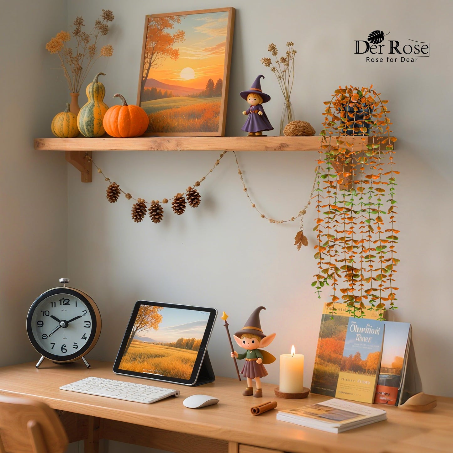 Der Rose 1Pcs Fake Plants Hanging Artificial Potted Faux Eucalyptus Plants for Modern Boho Farmhouse Bathroom Office Desk Wall Art Shelf Living Room Aesthetic Decor Indoor