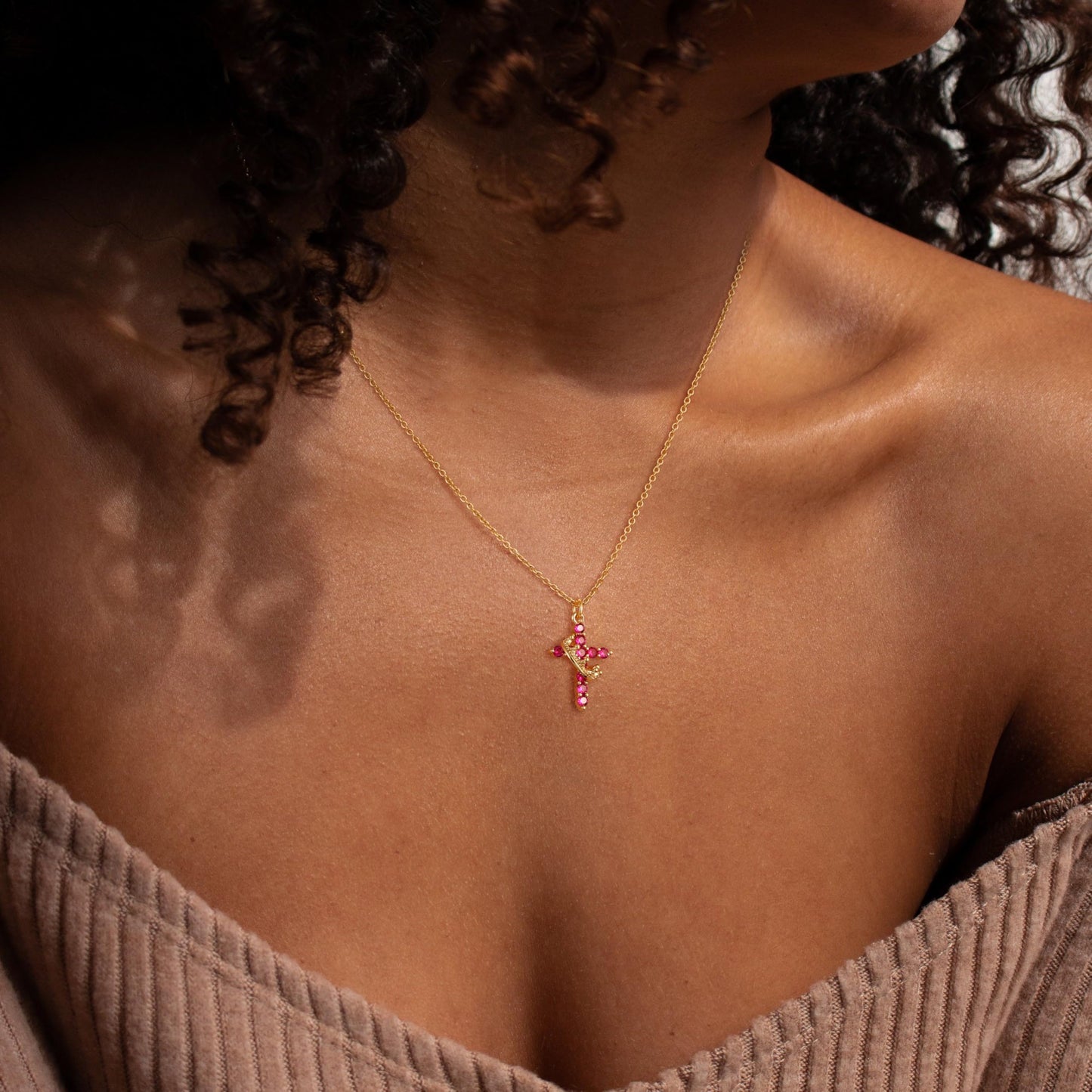 Robaice Cross Necklace for Women, 14K Gold Plated Crown Cross Pendant Necklace, Non-Tarnish Faith Jewelry for Women, Christian Religious Gifts
