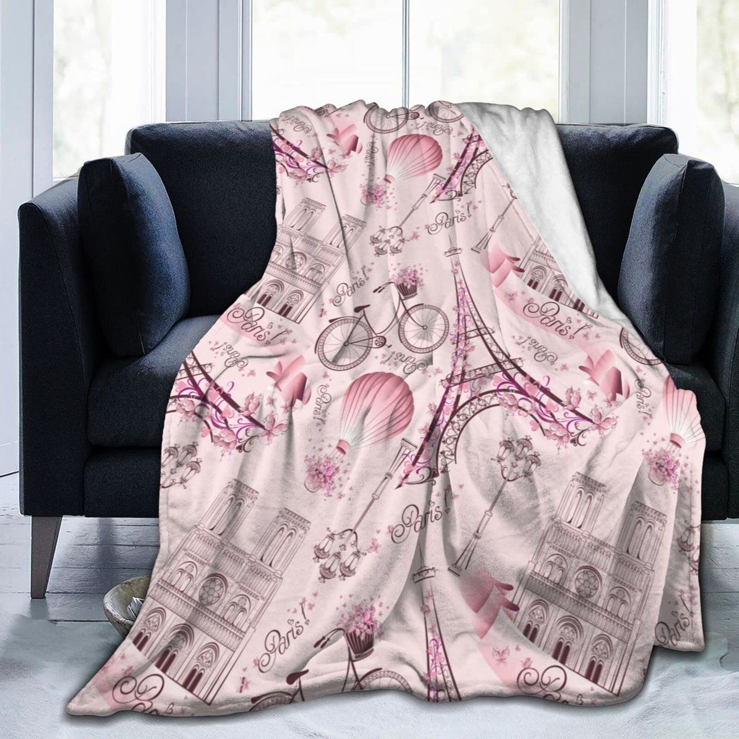 Perinsto Cute Throw Blanket Ultra Soft Warm All Season Decorative Fleece Blankets for Bed Chair Car Sofa Couch Bedroom 50" X 40”