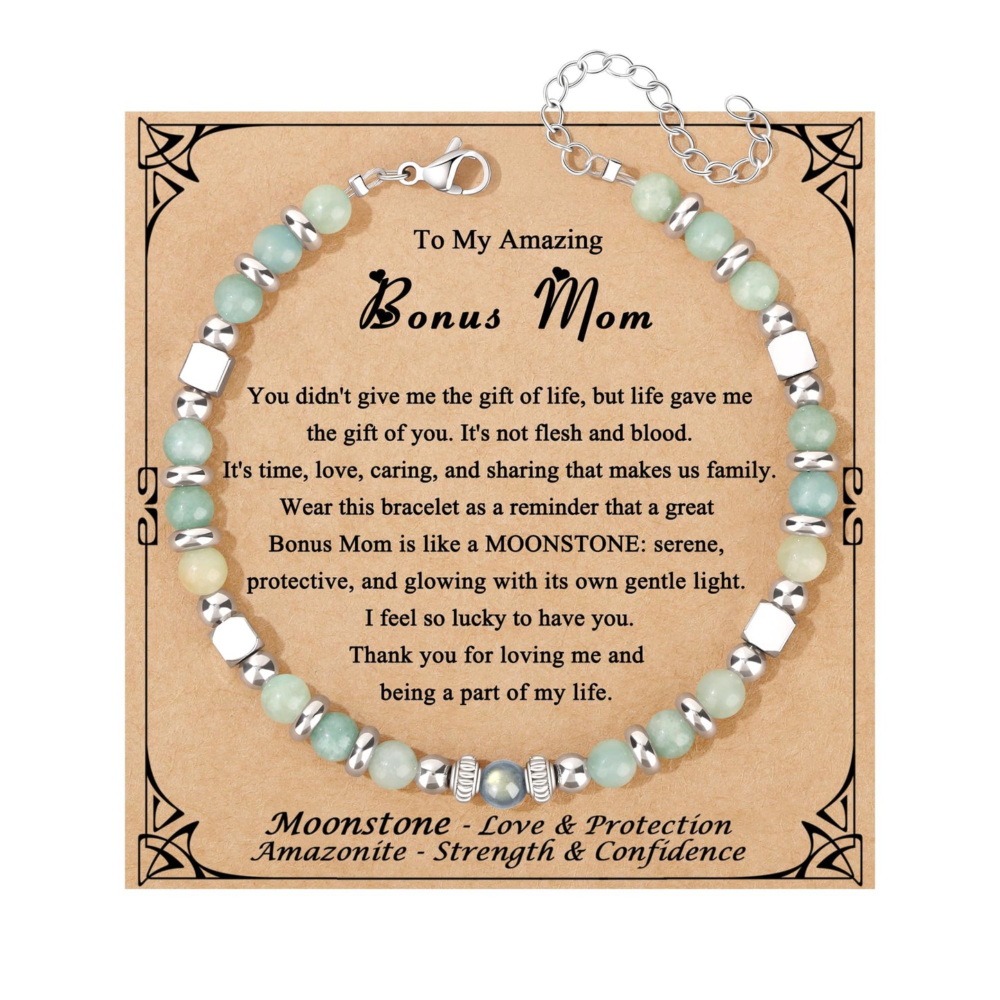 JoycuFF 𝗚𝗶𝗳𝘁𝘀 𝗳𝗼𝗿 𝗪𝗼𝗺𝗲𝗻 𝗠𝗼𝗼𝗻𝘀𝘁𝗼𝗻𝗲 𝗕𝗿𝗮𝗰𝗲𝗹𝗲𝘁 Amazonite Colorful Imperial Jasper Stainless Steel Beads Bracelets, Graduation Christmas Valentines Mothers Day Birthday Gifts