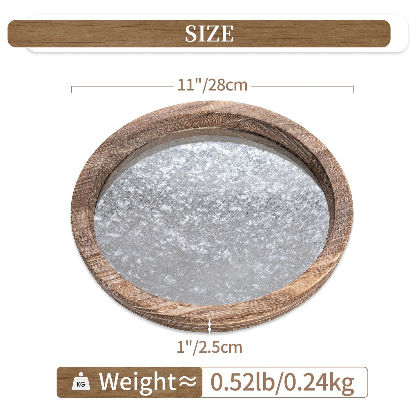 Hanobe Candle Plate Holder Tray: Round Wood Decorative Candle Plate - Rustic Farmhouse CoffeeTable Decor - Tealight Pillar Trays for Home Decor (Distressed)