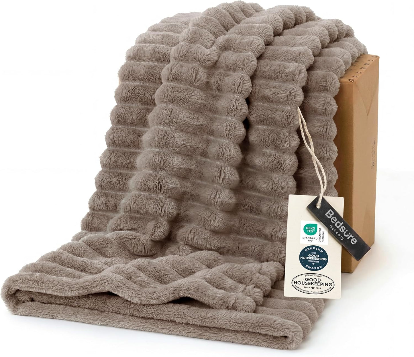 Bedsure GentleSoft White Throw Blanket for Couch - Graduation Gifts Teacher Birthday Gifts for Women Mom Her Girls, Cozy Fleece Blanket for Sofa Bed Living Room Home Decor, Off White, 50x60 Inchess