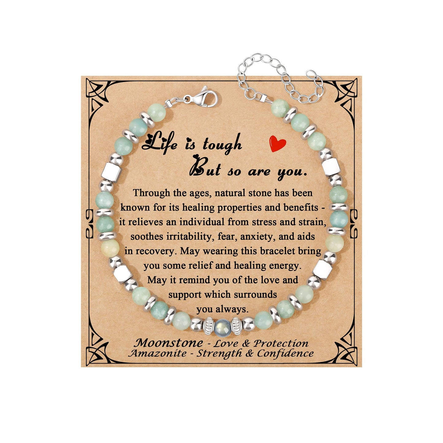 JoycuFF 𝗚𝗶𝗳𝘁𝘀 𝗳𝗼𝗿 𝗪𝗼𝗺𝗲𝗻 𝗠𝗼𝗼𝗻𝘀𝘁𝗼𝗻𝗲 𝗕𝗿𝗮𝗰𝗲𝗹𝗲𝘁 Amazonite Colorful Imperial Jasper Stainless Steel Beads Bracelets, Graduation Christmas Valentines Mothers Day Birthday Gifts