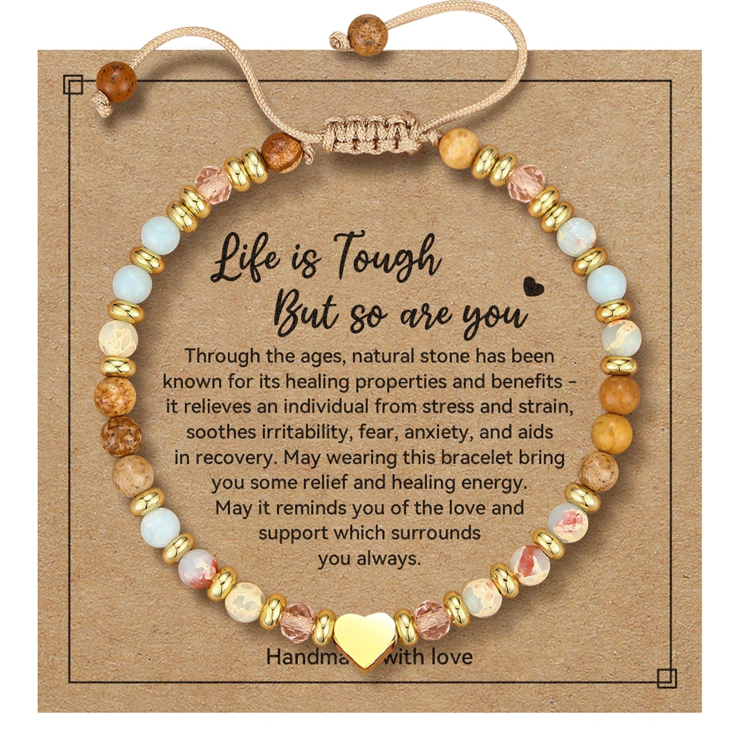 yupoxiu Inspirational Gifts for Women Birthday - Healing Natural Stone Bracelets, Thinking of You Get Well Soon Gifts for Women Friend Sister