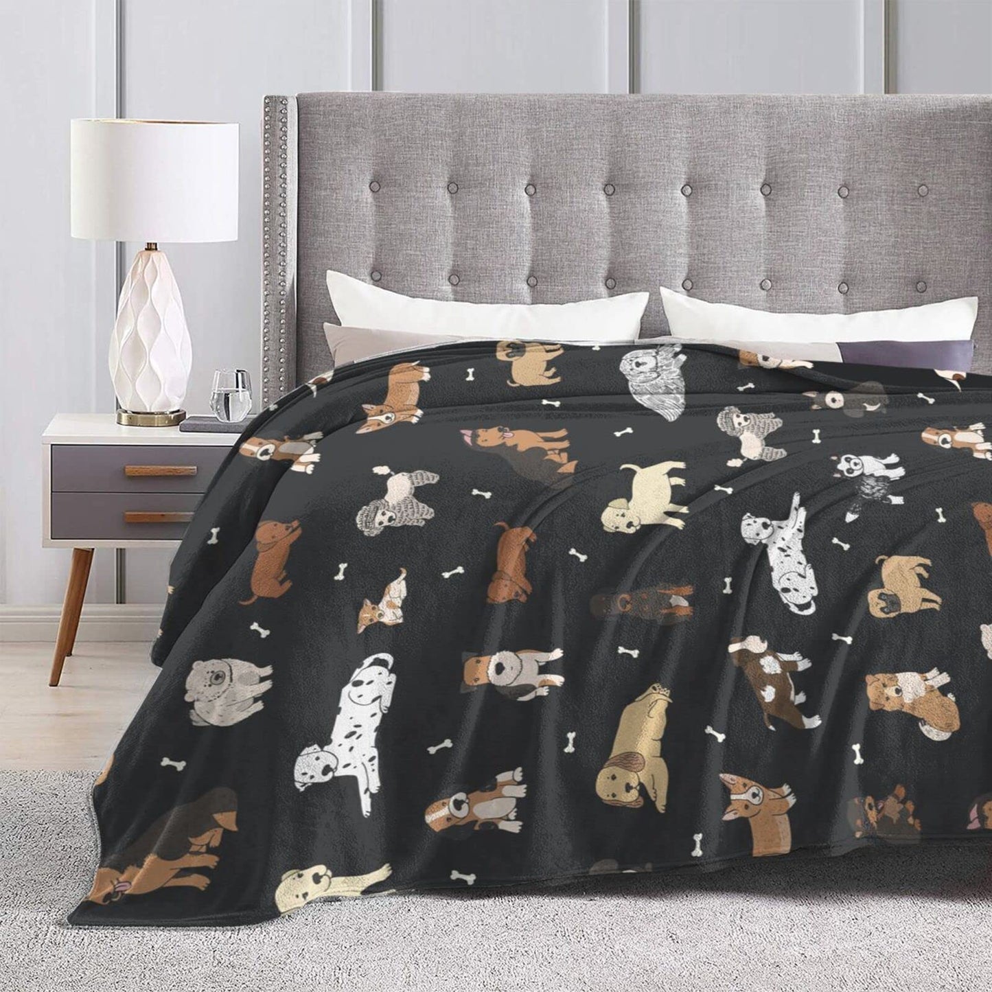 Perinsto Cute Throw Blanket Ultra Soft Warm All Season Decorative Fleece Blankets for Bed Chair Car Sofa Couch Bedroom 50" X 40”
