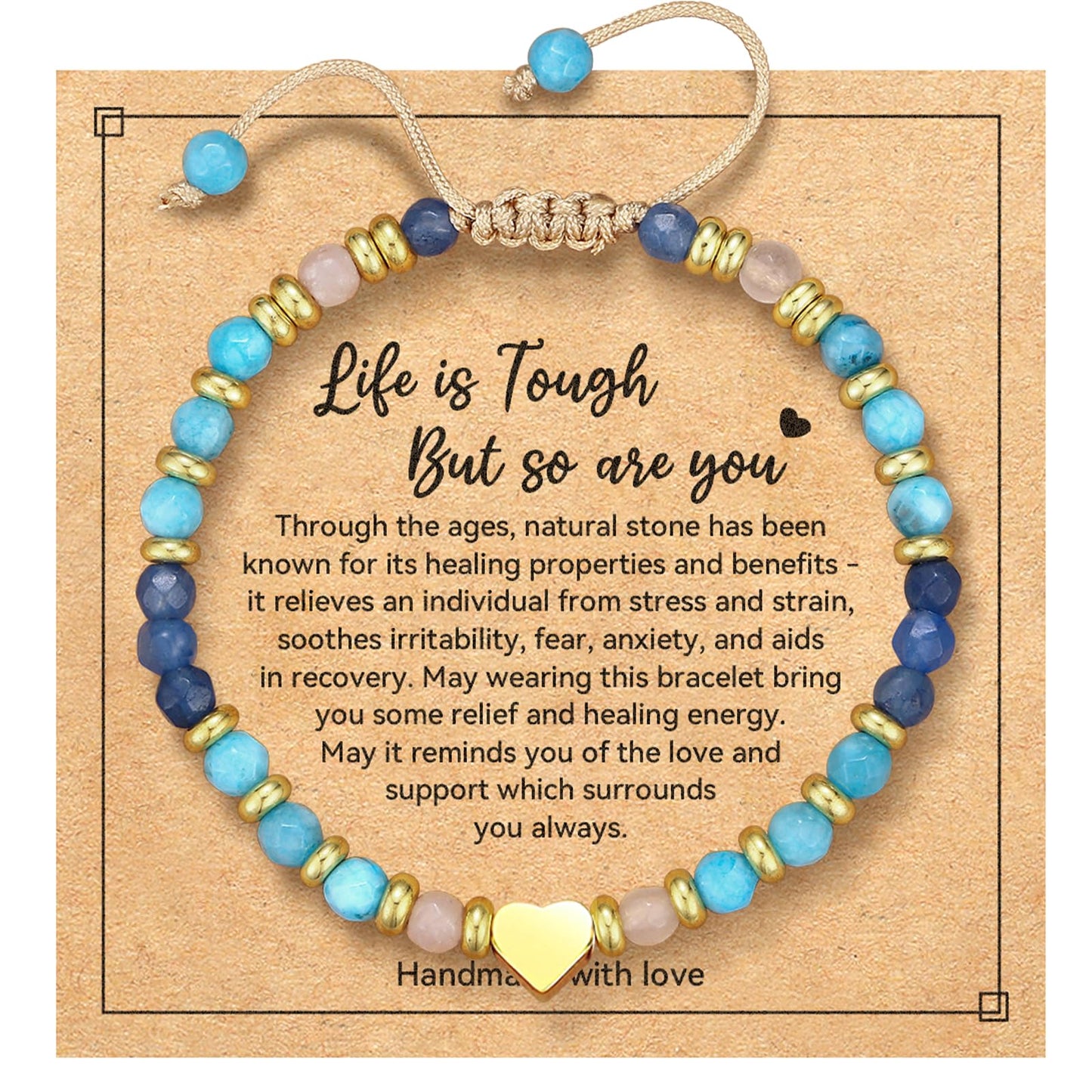 yupoxiu Inspirational Gifts for Women Birthday - Healing Natural Stone Bracelets, Thinking of You Get Well Soon Gifts for Women Friend Sister