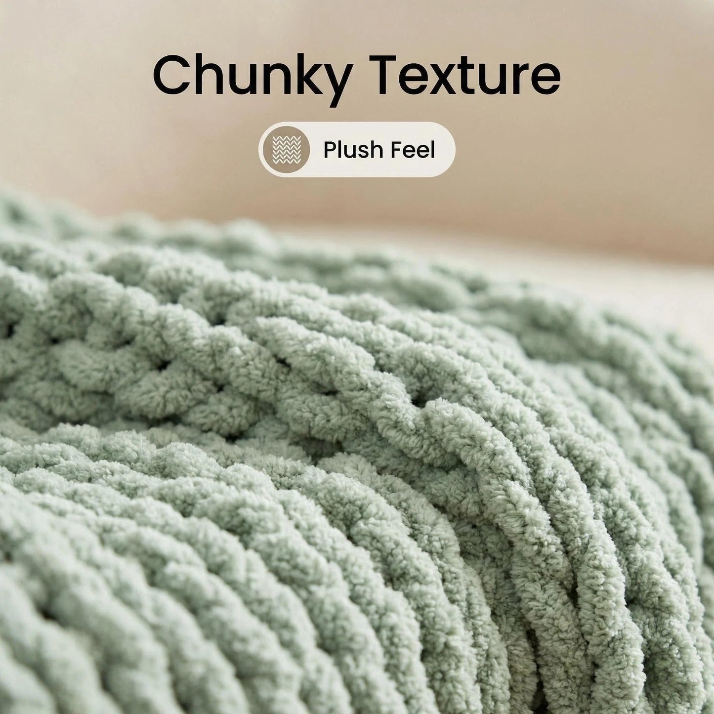 Amélie Home Chunky Knit Throw Blanket for Couch, Soft Chenille Handmade Crochet Throw Rope Knot Blanket for Couch, 50"x60", Space-Dyed Blue Striped