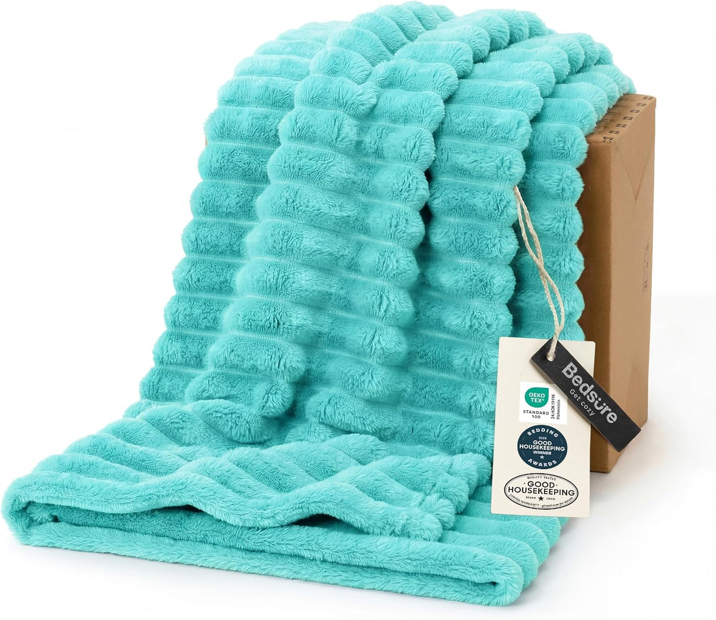 Bedsure GentleSoft White Throw Blanket for Couch - Graduation Gifts Teacher Birthday Gifts for Women Mom Her Girls, Cozy Fleece Blanket for Sofa Bed Living Room Home Decor, Off White, 50x60 Inchess
