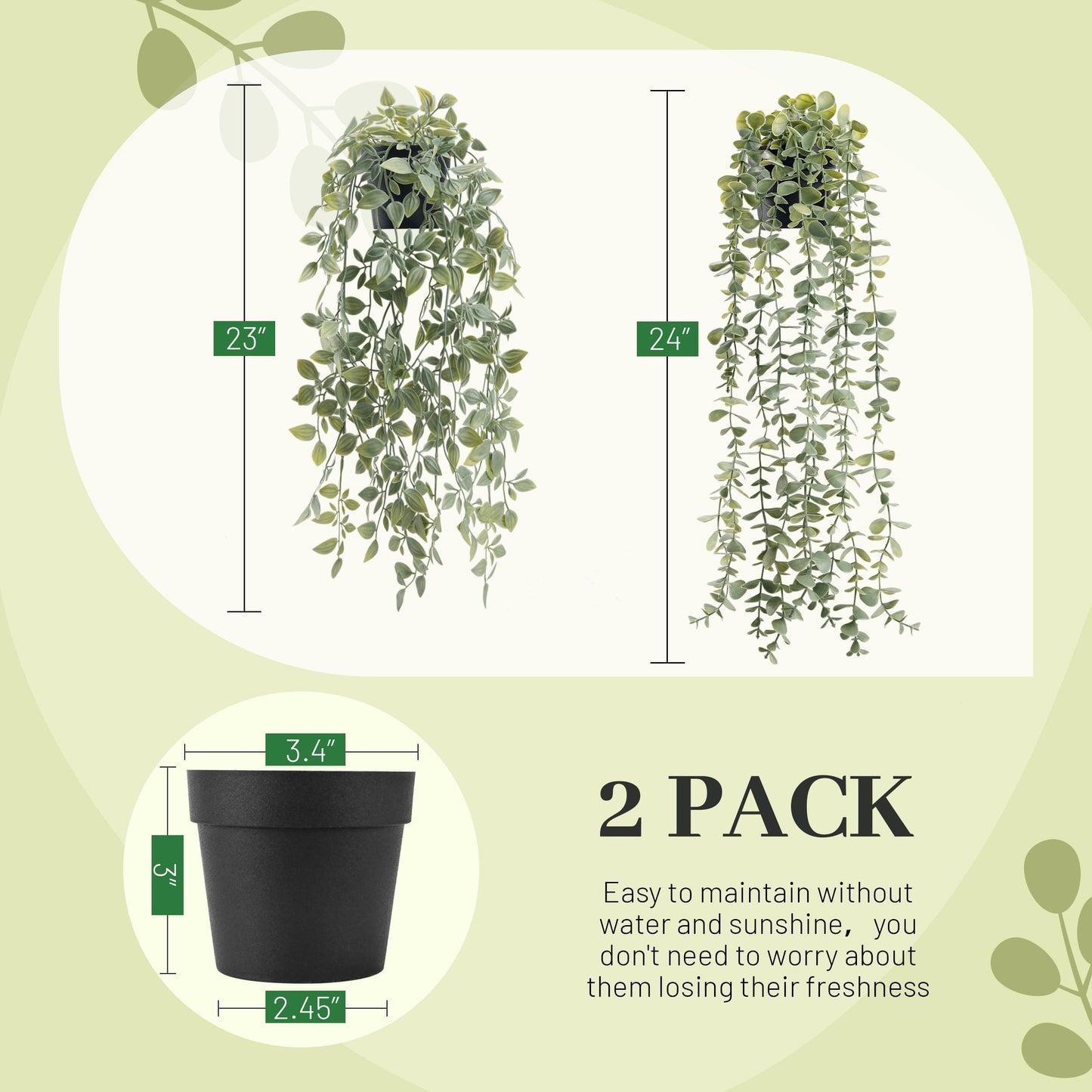 Der Rose 1Pcs Fake Plants Hanging Artificial Potted Faux Eucalyptus Plants for Modern Boho Farmhouse Bathroom Office Desk Wall Art Shelf Living Room Aesthetic Decor Indoor
