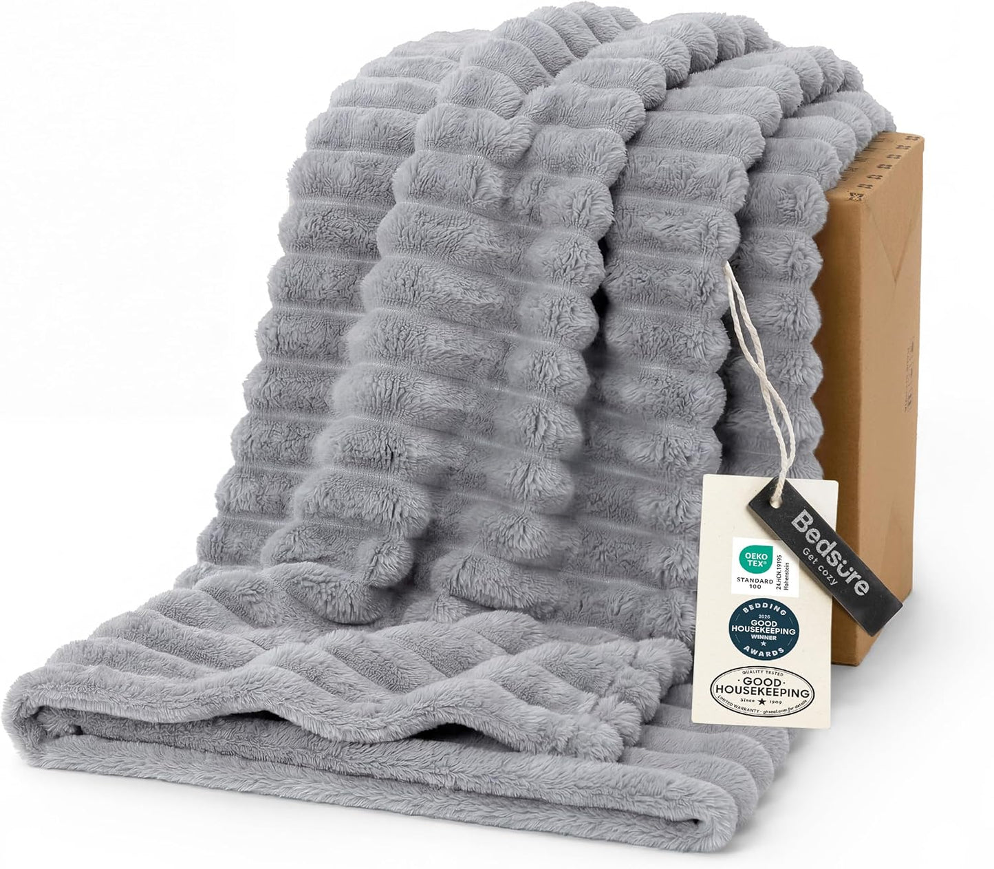 Bedsure GentleSoft White Throw Blanket for Couch - Graduation Gifts Teacher Birthday Gifts for Women Mom Her Girls, Cozy Fleece Blanket for Sofa Bed Living Room Home Decor, Off White, 50x60 Inchess