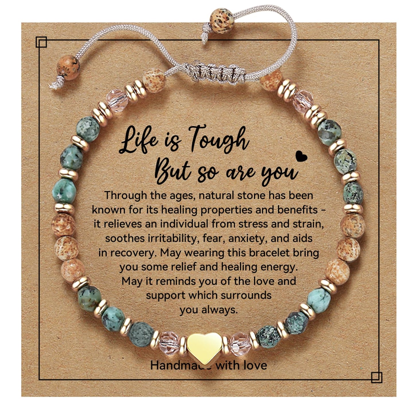 yupoxiu Inspirational Gifts for Women Birthday - Healing Natural Stone Bracelets, Thinking of You Get Well Soon Gifts for Women Friend Sister