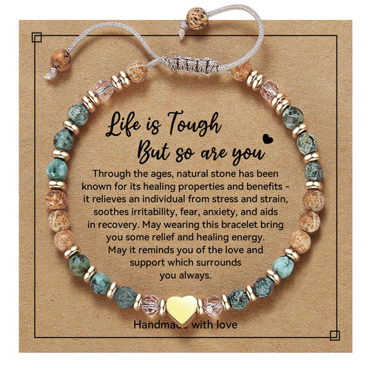yupoxiu Inspirational Gifts for Women Birthday - Healing Natural Stone Bracelets, Thinking of You Get Well Soon Gifts for Women Friend Sister