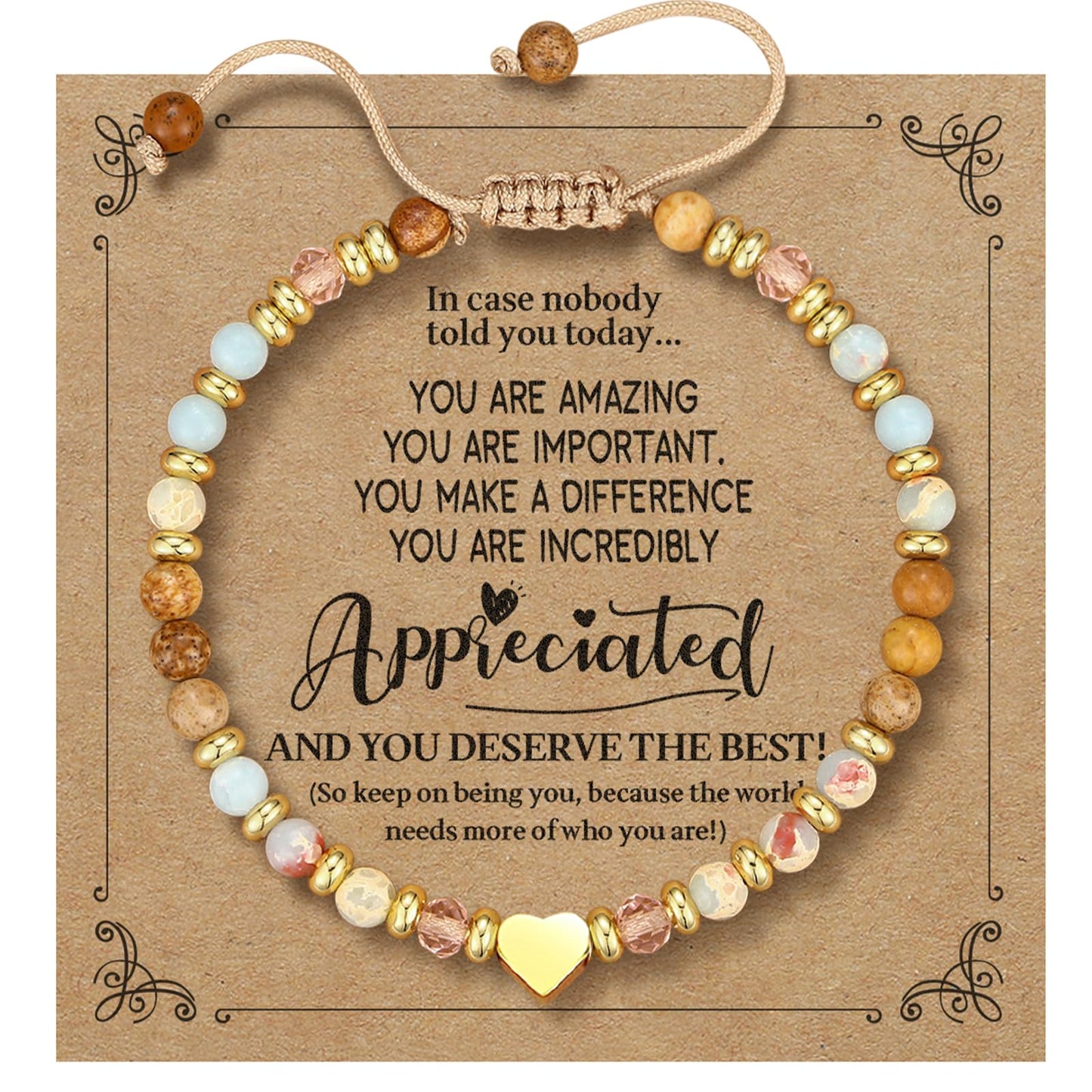 yupoxiu Inspirational Gifts for Women Birthday - Healing Natural Stone Bracelets, Thinking of You Get Well Soon Gifts for Women Friend Sister