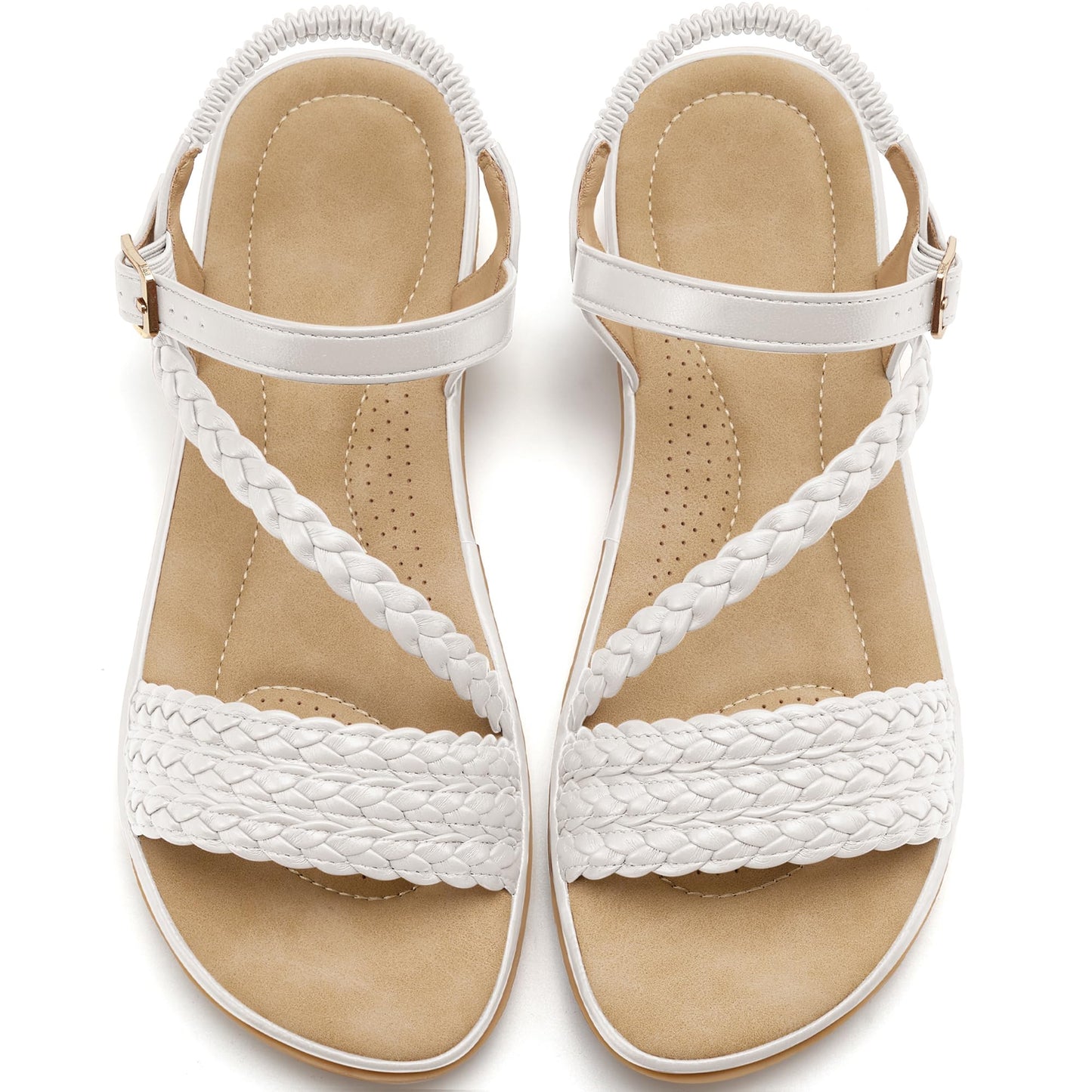 Aomigoct Dressy Womens Sandals Summer: Comfortable Strappy Flats Sandals Women - Casual Walking Woman Shoes