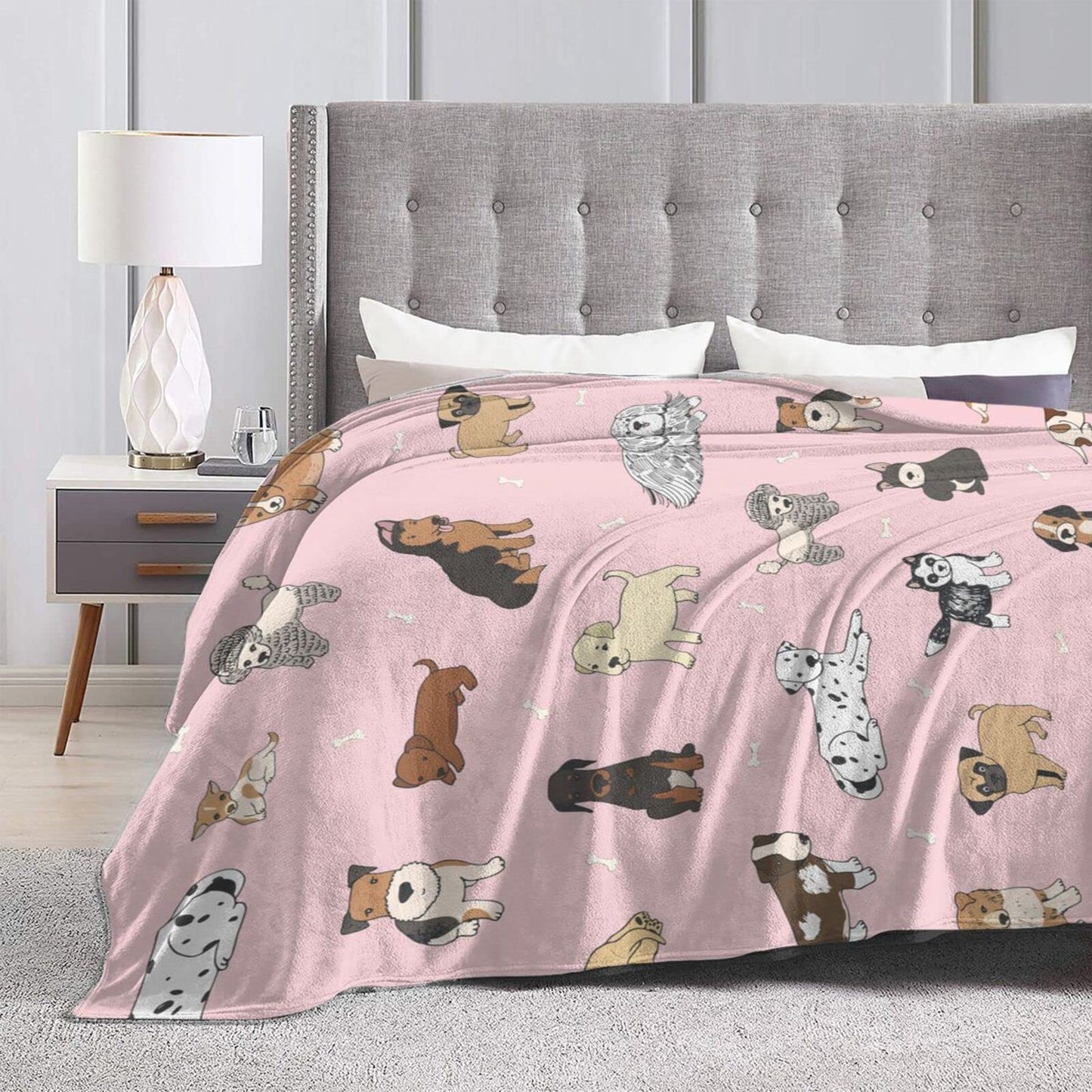 Perinsto Cute Throw Blanket Ultra Soft Warm All Season Decorative Fleece Blankets for Bed Chair Car Sofa Couch Bedroom 50" X 40”