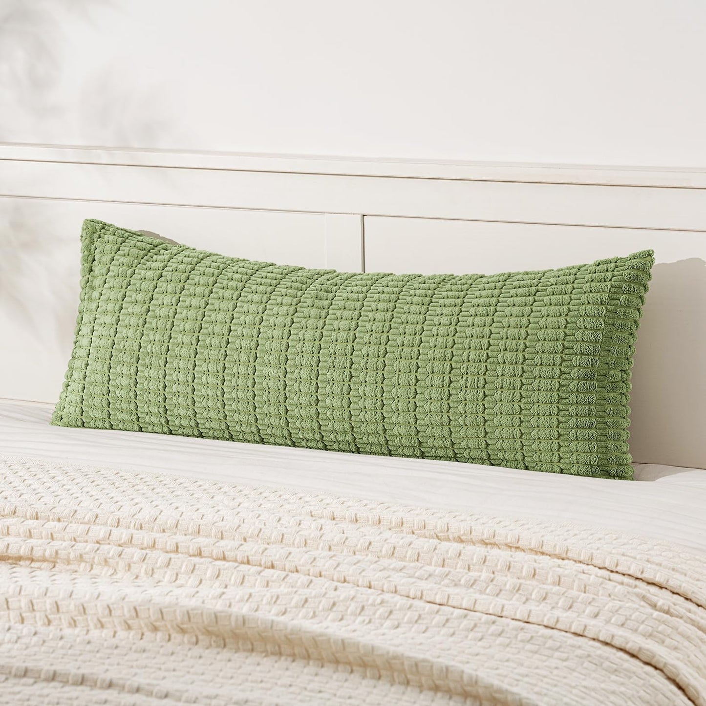 MIULEE Pack of 2 Corduroy Decorative Throw Pillow Covers 18x18 Inch Soft Boho Striped Pillow Covers Modern Farmhouse Home Decor for Sofa Living Room Couch Bed Cream White