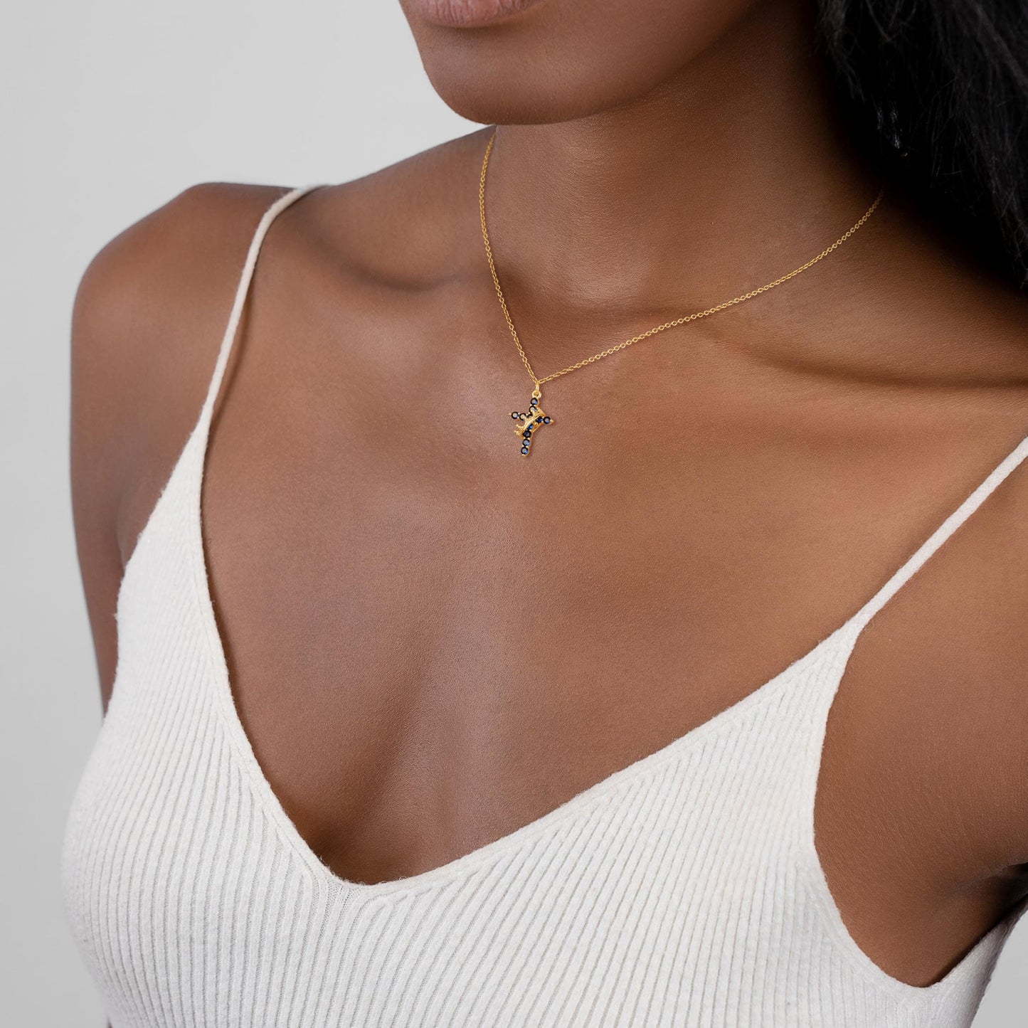 Robaice Cross Necklace for Women, 14K Gold Plated Crown Cross Pendant Necklace, Non-Tarnish Faith Jewelry for Women, Christian Religious Gifts