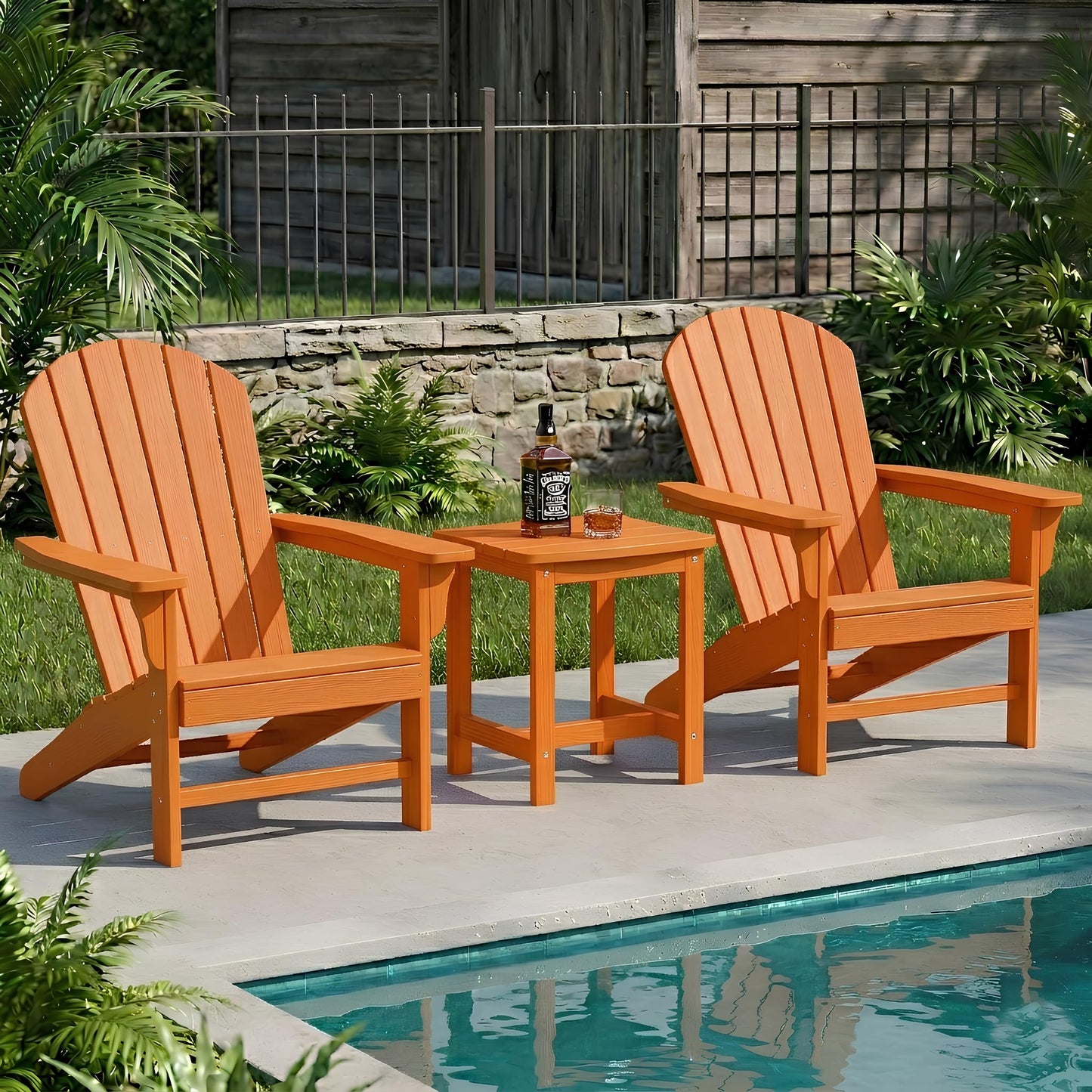 Y&M Adirondack Outdoor Side Table, HIPS Patio End Table, Waterproof Outside Table, Balcony Modern End Tables 23.5" inch Long for Garden, Pool, Beach, Porch, Deck, Indoor or Outdoor Use, Navy Blue