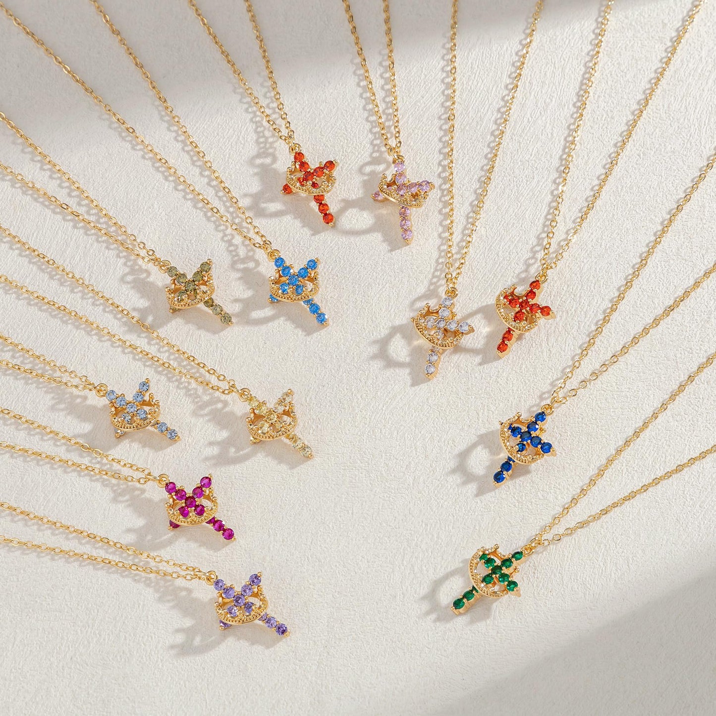 Robaice Cross Necklace for Women, 14K Gold Plated Crown Cross Pendant Necklace, Non-Tarnish Faith Jewelry for Women, Christian Religious Gifts