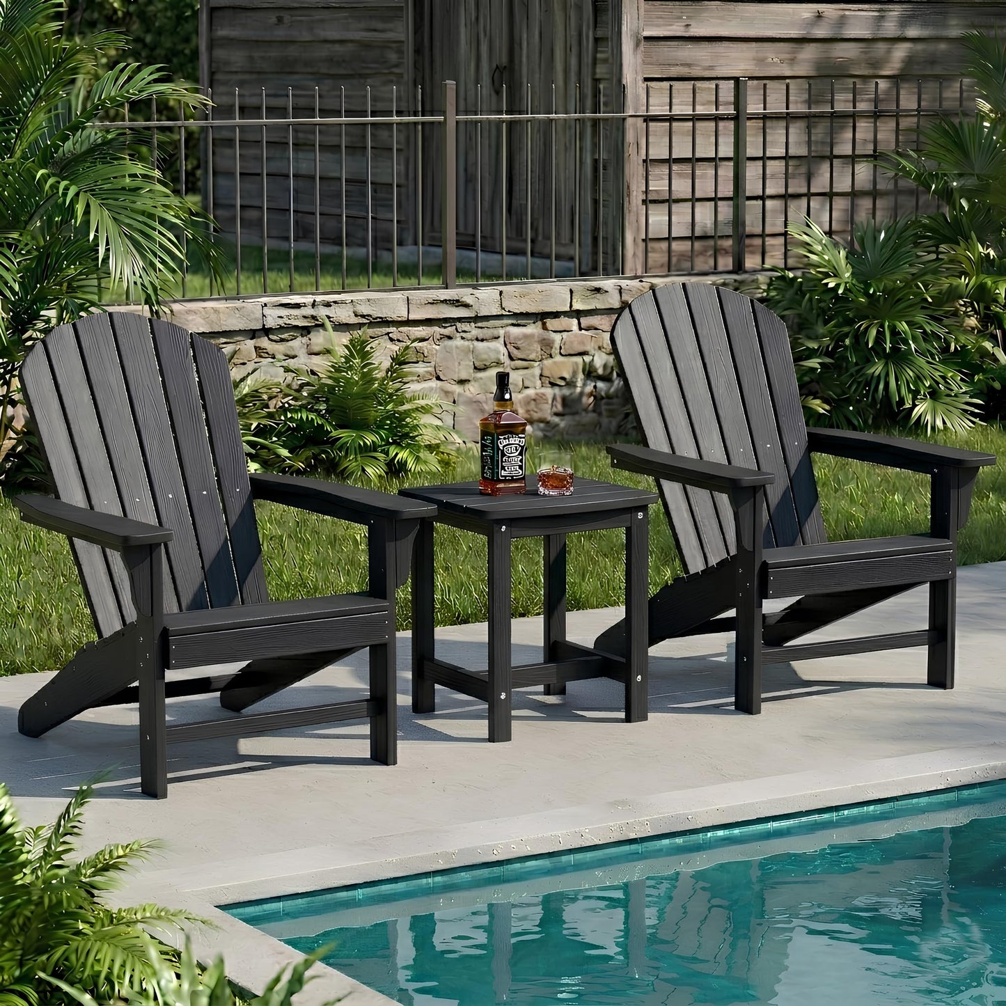 Y&M Adirondack Outdoor Side Table, HIPS Patio End Table, Waterproof Outside Table, Balcony Modern End Tables 23.5" inch Long for Garden, Pool, Beach, Porch, Deck, Indoor or Outdoor Use, Navy Blue