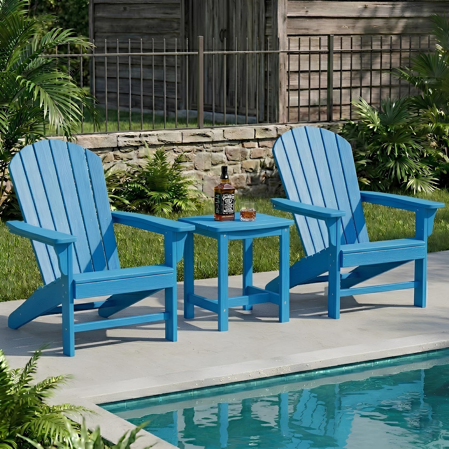 Y&M Adirondack Outdoor Side Table, HIPS Patio End Table, Waterproof Outside Table, Balcony Modern End Tables 23.5" inch Long for Garden, Pool, Beach, Porch, Deck, Indoor or Outdoor Use, Navy Blue