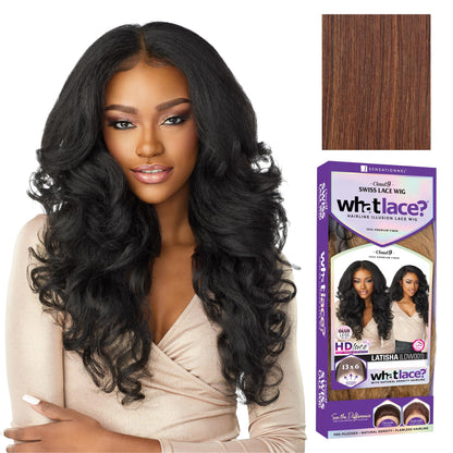 Sensationnel What Lace 13X6 Wigs - Latisha Lacefrontal Hand Tied Glueless Synthetic With Natural Density Preplucked Hairline (Jet Black 1)