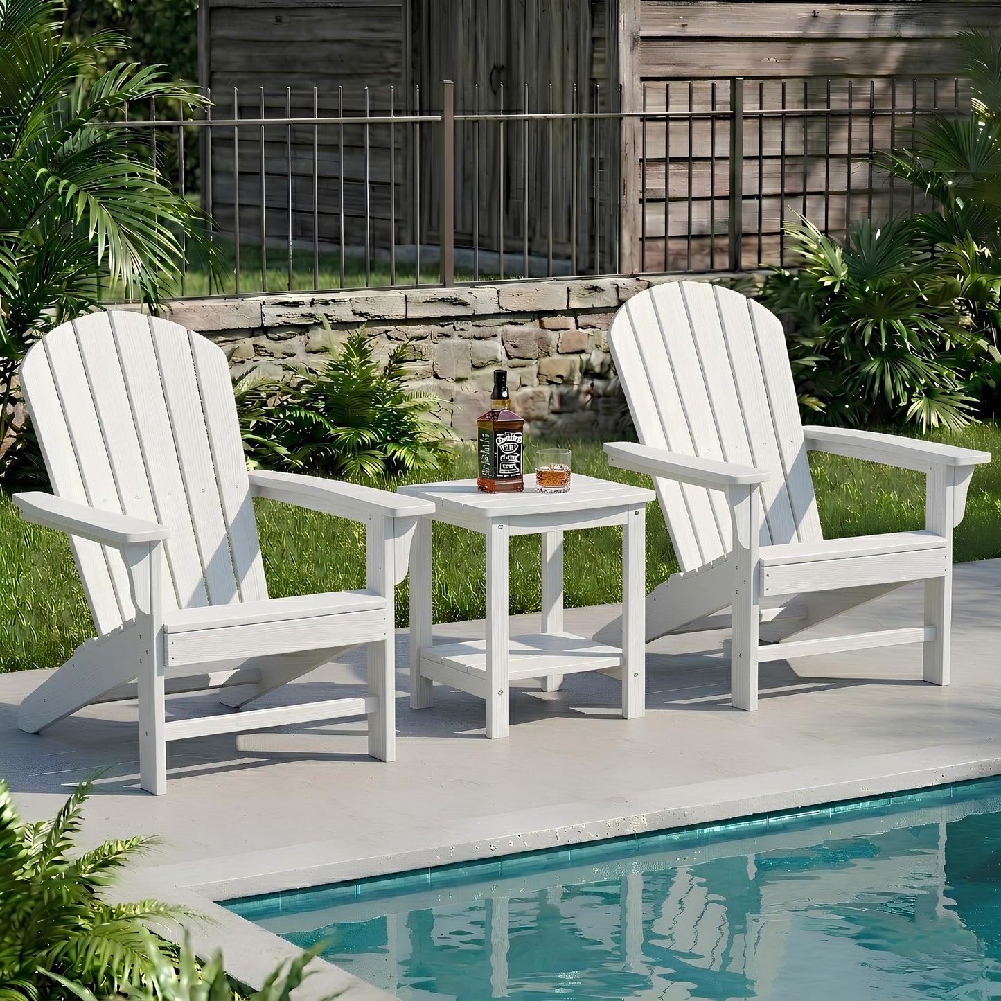 Y&M Adirondack Outdoor Side Table, HIPS Patio End Table, Waterproof Outside Table, Balcony Modern End Tables 23.5" inch Long for Garden, Pool, Beach, Porch, Deck, Indoor or Outdoor Use, Navy Blue