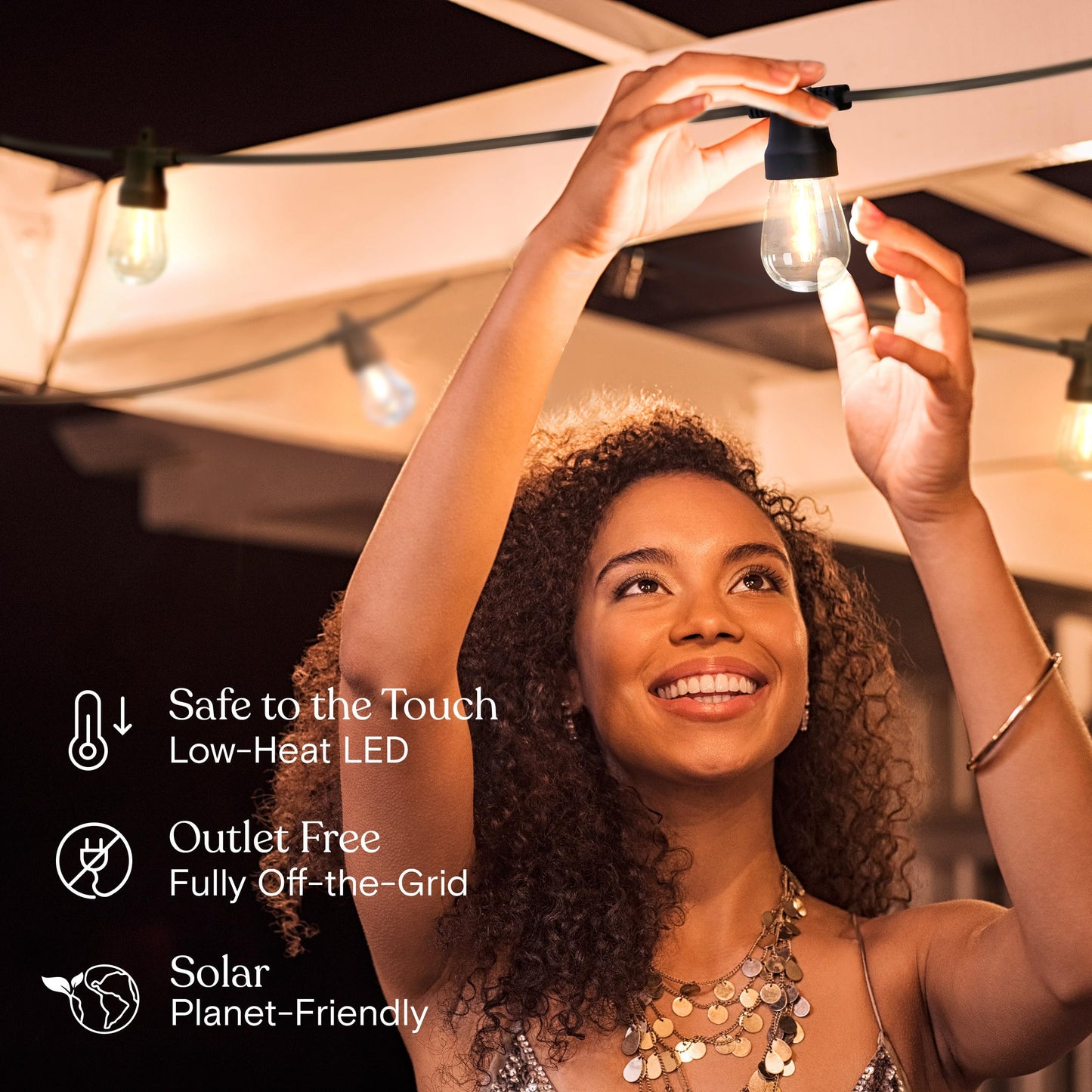 Brightech Ambience Pro Solar Powered Outdoor String Lights -27 ft Commercial Grade Waterproof Edison Patio Lights, Shatterproof LED String Lights for Outside, Porch - 12 Bulbs, 1W Soft White