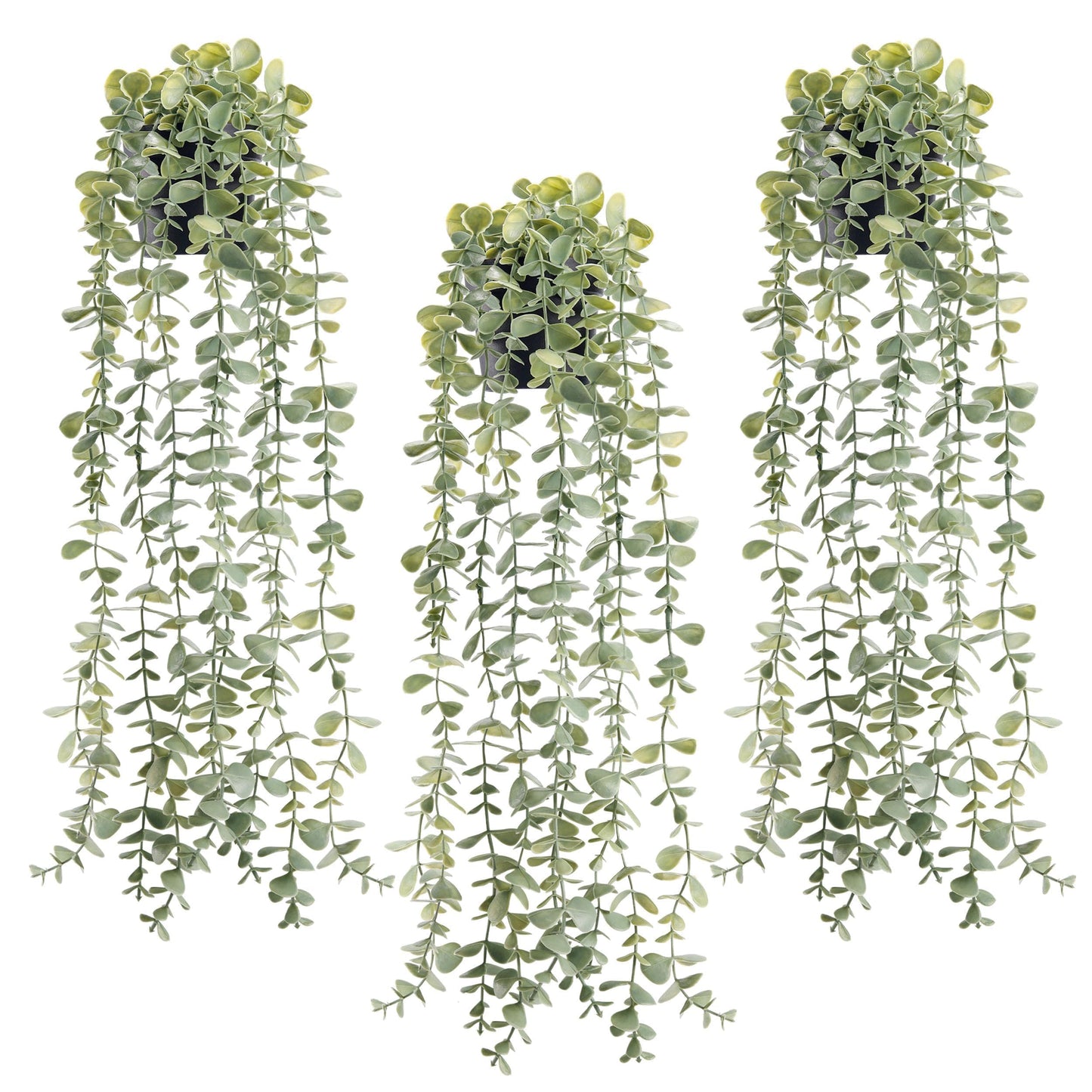 Der Rose 1Pcs Fake Plants Hanging Artificial Potted Faux Eucalyptus Plants for Modern Boho Farmhouse Bathroom Office Desk Wall Art Shelf Living Room Aesthetic Decor Indoor