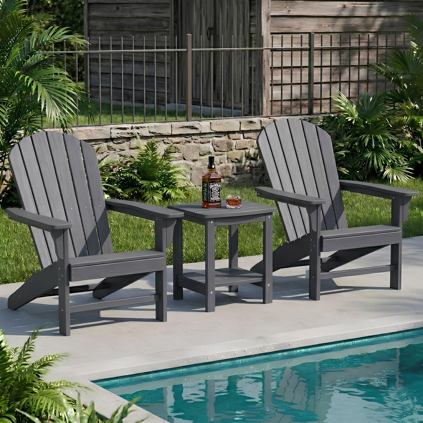 Y&M Adirondack Outdoor Side Table, HIPS Patio End Table, Waterproof Outside Table, Balcony Modern End Tables 23.5" inch Long for Garden, Pool, Beach, Porch, Deck, Indoor or Outdoor Use, Navy Blue